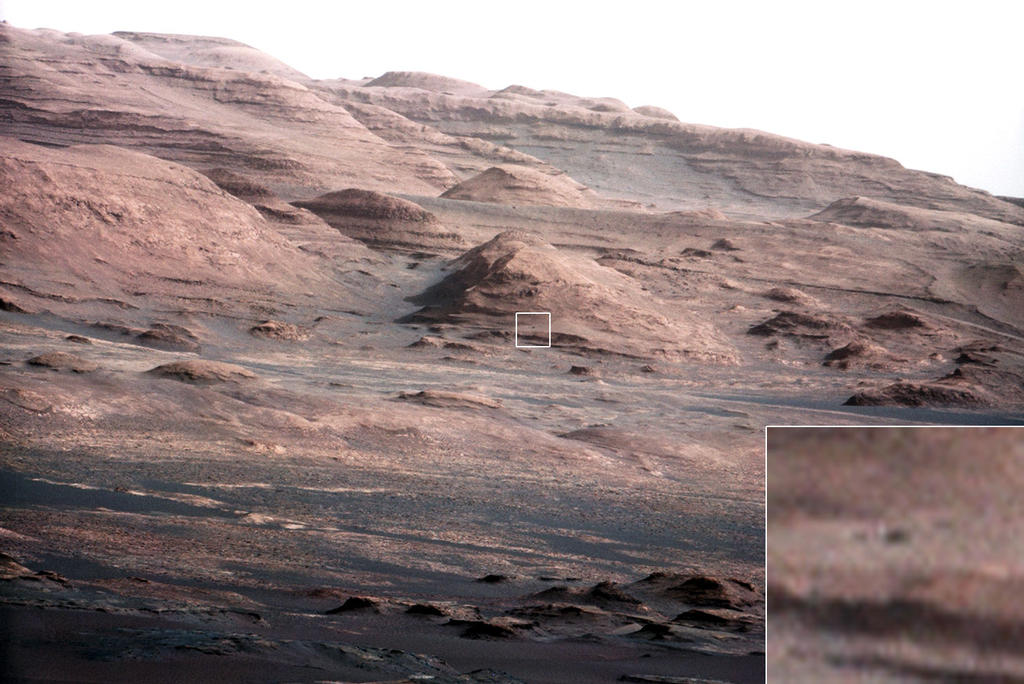 Mars Rover Curiosity's Mount Sharp View (Inset)