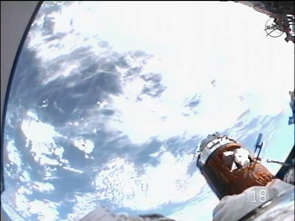 Helmet View From Spacewalker Akihiko Hoshide During Spacewalk