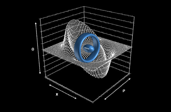 A ring-shaped warp drive device could transport a football-shape starship (center) to effective speeds faster than light. The concept was first proposed by Mexican physicist Miguel Alcubierre.