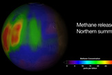This image shows concentrations of methane discovered on Mars.