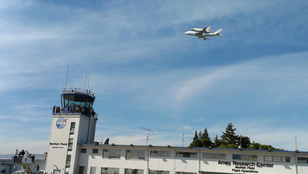 Shuttle Endeavour Over NASA Ames