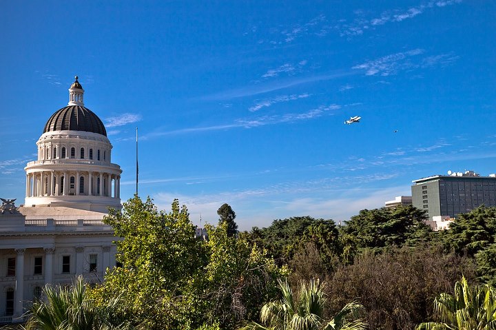 Shuttle Endeavour Over Sacramento Capitol Building