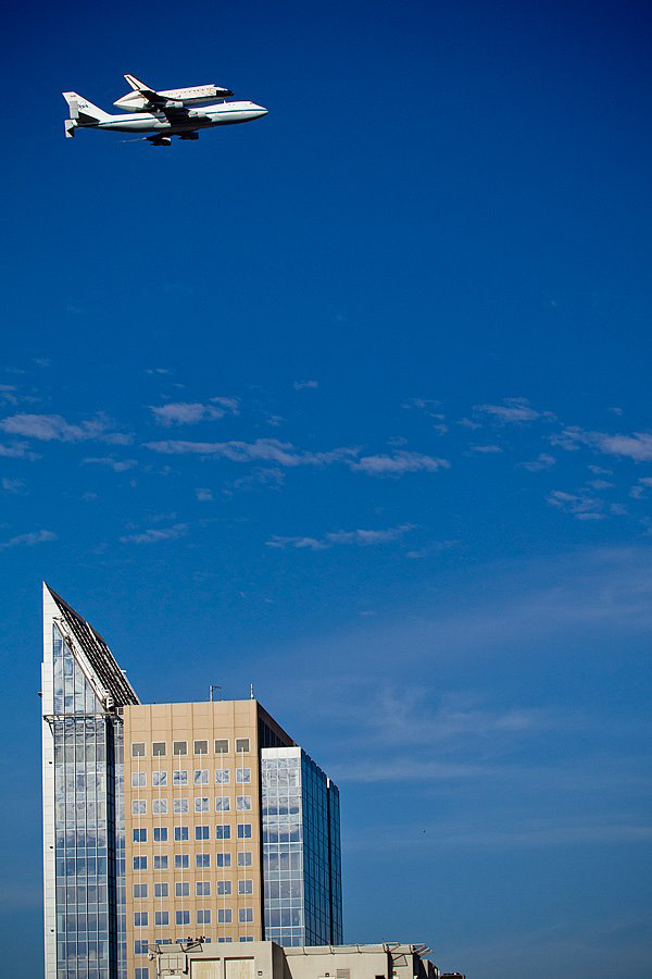 Endeavour over Sacramento Buildings