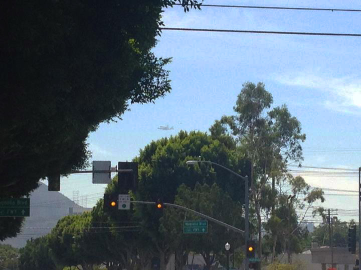 Endeavour over Burbank, CA