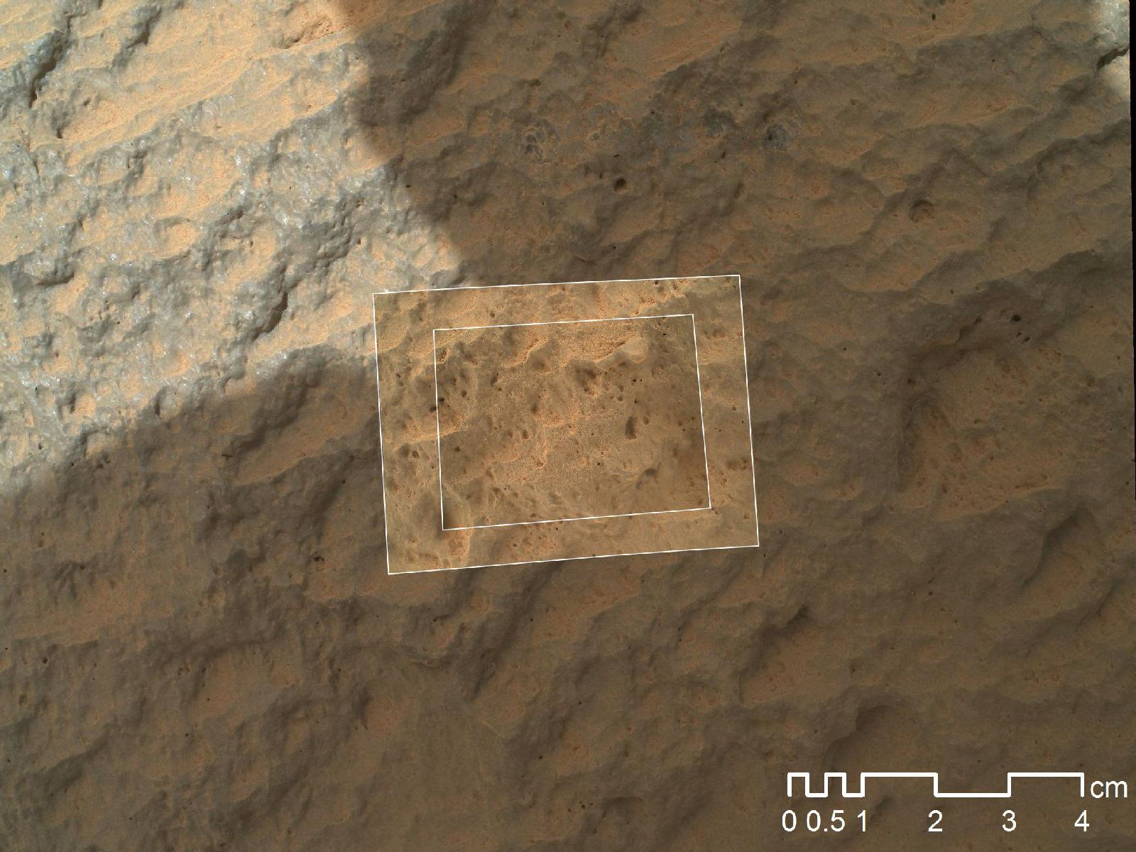 Mars Rover Touches 1st Rock (Closeup)