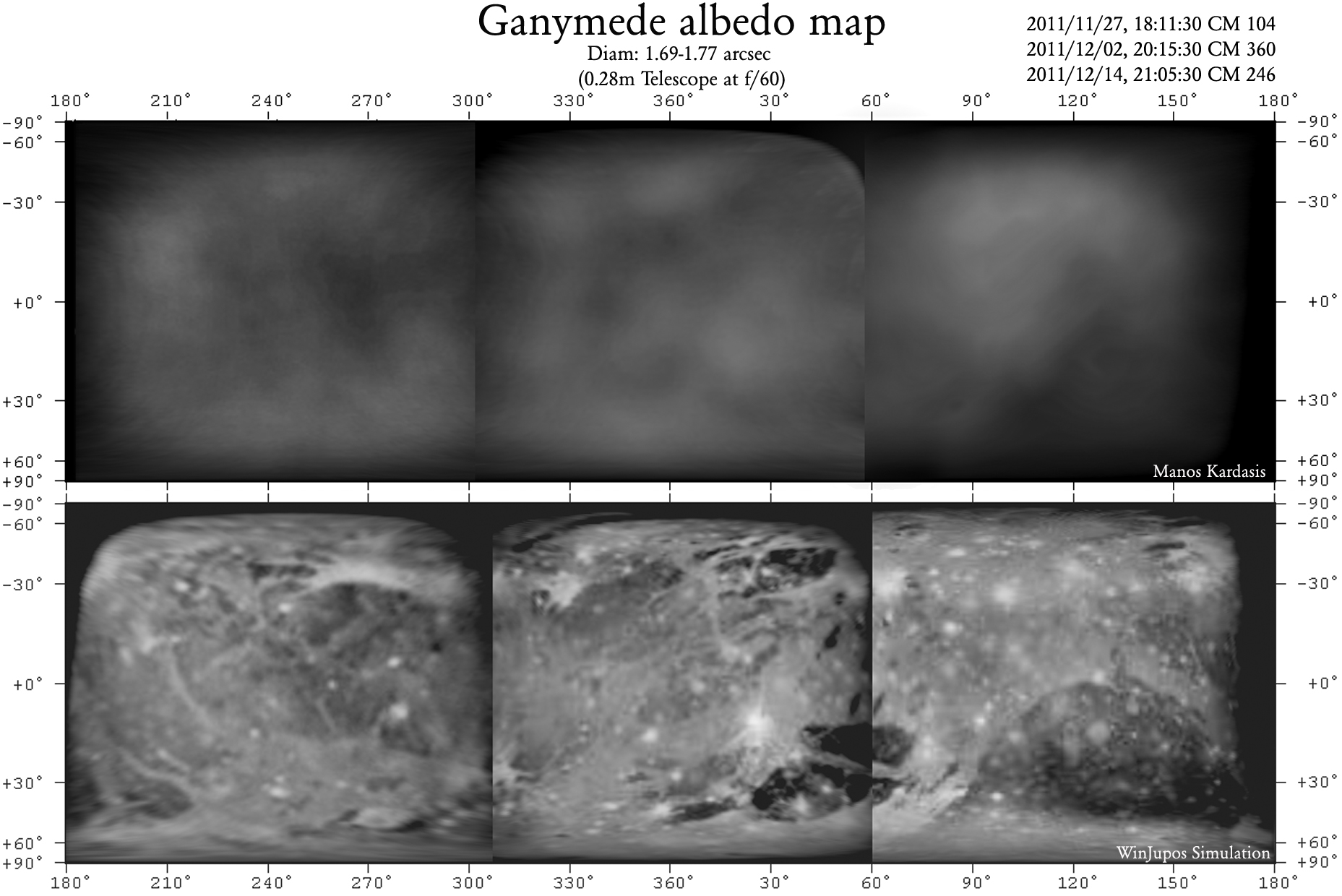 Skywatcher's Brightness Map of Jupiter Moon Ganymede