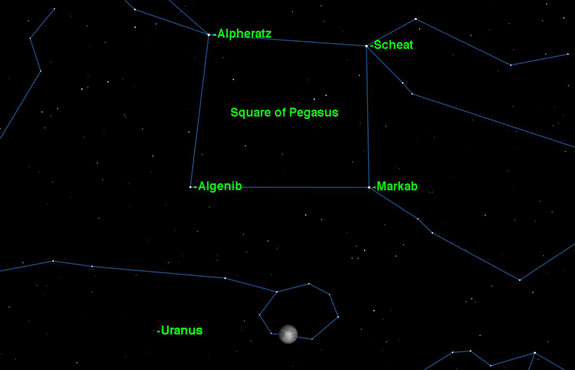 The planet Uranus reaches opposition in Pisces on Saturday, Sept. 29, 2012, and will be visible all night.
