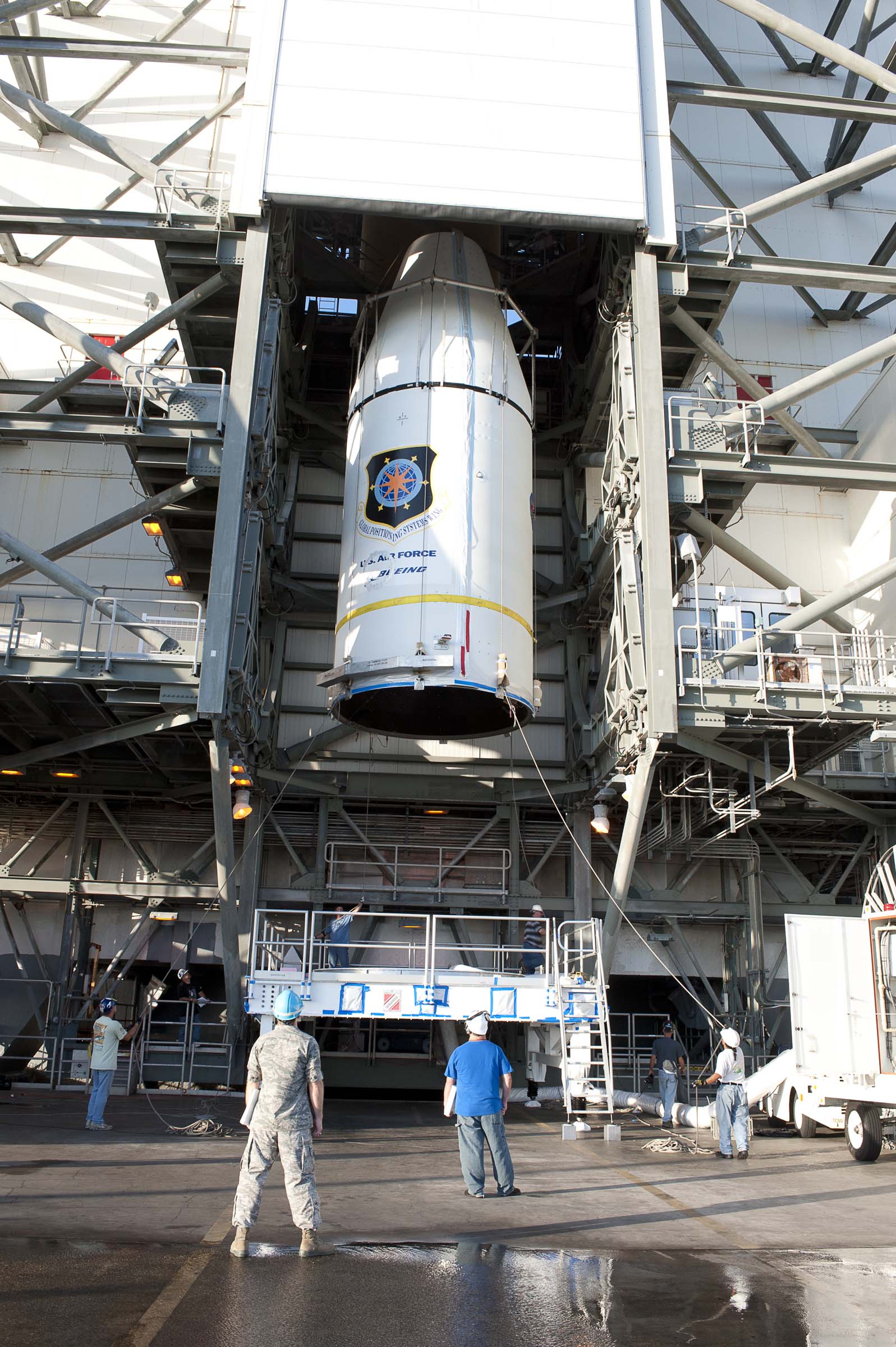GPS IIF-3 Satellite Encapsulated Inside 4-Meter Diameter Payload Fairing