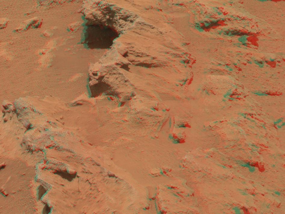 Martian Streambed Evidence Rock in 3-D