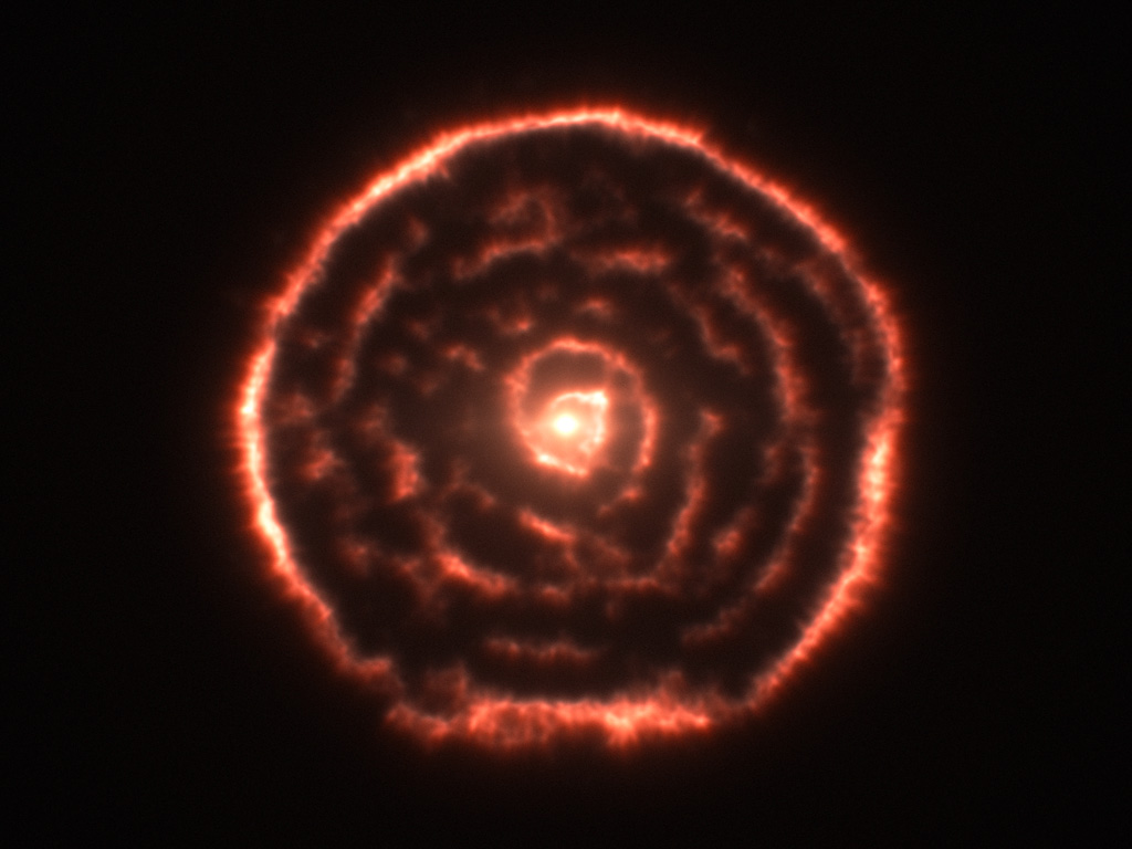 Curious Spiral Spotted by ALMA Around Red Giant Star R Sculptoris