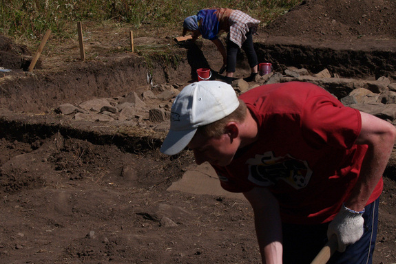 The Russian geoglyph was made out of stone, now covered by soil, and an archaeological team has been at work studying it.