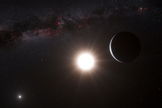 This artist's concept shows the newfound alien planet Alpha Centauri Bb, found in a three-star system just 4.3 light-years from Earth.