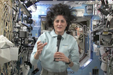 Expedition 33 commander Sunita "Suni" Williams takes part in an interview with collectSPACE.com from on board the International Space Station on Oct. 19, 2012.