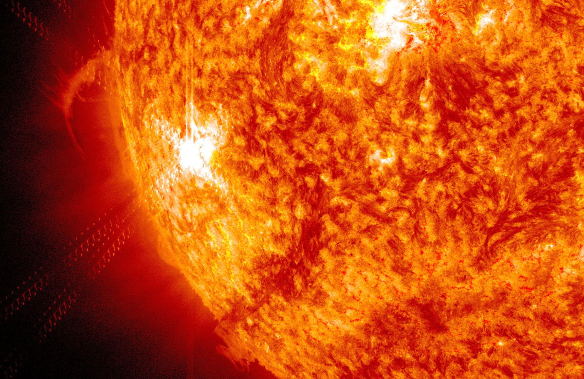 Blended 304-Magnetogram Solar Flare Oct. 22, 2012