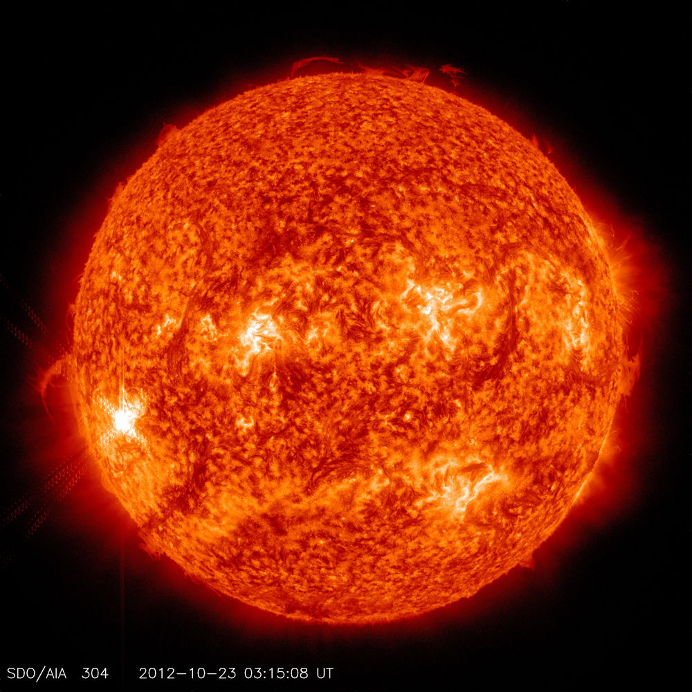 304 Angstrom Wavelength Image of Solar Flare Oct. 22, 2012