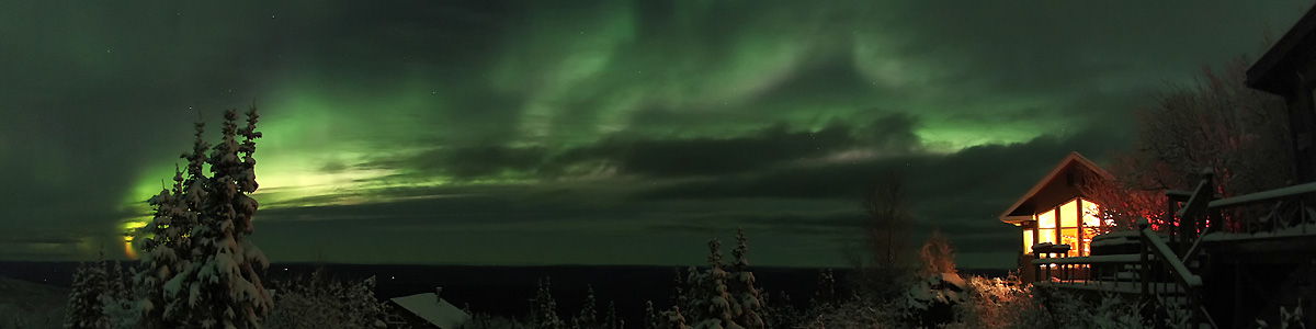 Aurora and House in Ester, Alaska