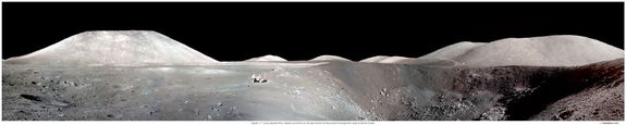 Roger Launius, senior curator of space history at the Smithsonian's National Air and Space Museum, writes: "I like the attached photo from Apollo 17. This image of Harrison Schmitt with the lunar rover makes clear one reason Apollo was never followed with additional moon landing efforts. Humanity found nothing there of value that they wished to exploit, as had happened repeatedly in previous terrestrial explorations. Schmitt and artifacts from Earth are swallowed up in the vast expanse of nothingness that was on the lunar surface. Buzz Aldrin called it 'magificent desolation.' He was right."