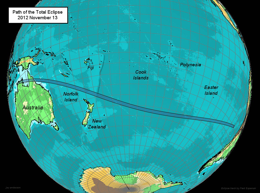Path of the Total Eclipse, Nov. 13, 2012