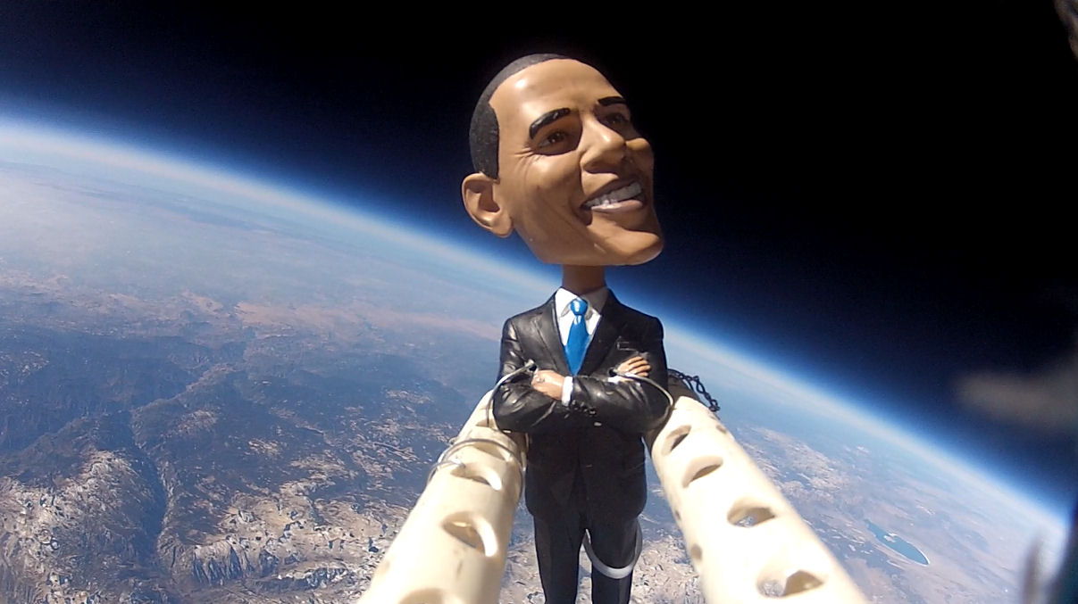 Obama Bobblehead Launched Into Stratosphere (Romney, Too)