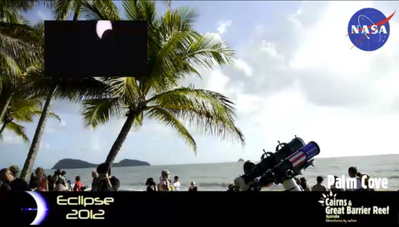 Observers on Australian Beach View End of Eclipse
