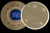 The Last Pictures disc that was attached to the outside of EchoStar XVI satellite.