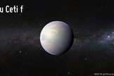 Artist's concept of the potentially habitable planet candidate Tau Ceti f, which was detected in December 2012. The possible planet, which is found just 11.9 light-years from Earth, is at least 6.6 times as massive as Earth.