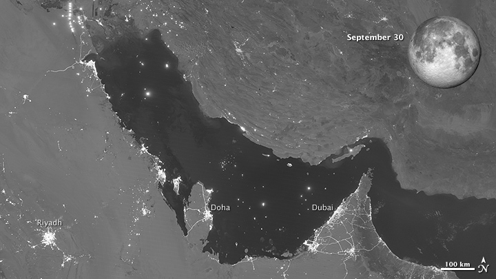 Moon Phases Over the Persian Gulf - September