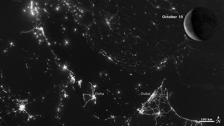 Moon Phases Over the Persian Gulf - Oct. 10