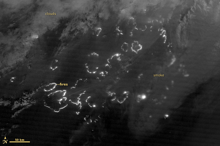 Night View of Fires in Siberia
