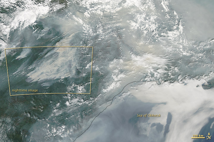 Night View of Fires in Siberia on Aug. 3, 2012