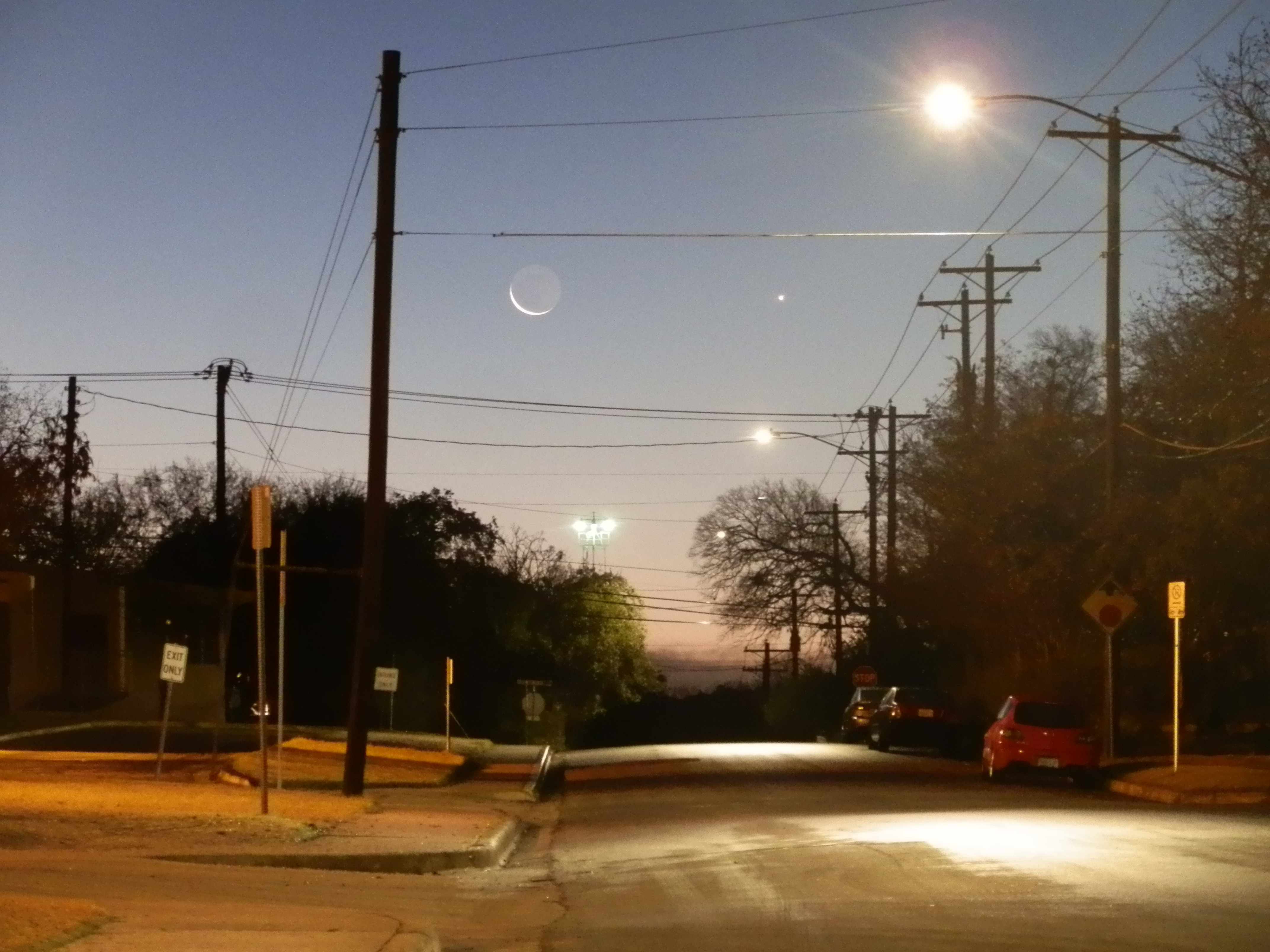 Moon and Venus Over Austin's Moonlight Towers