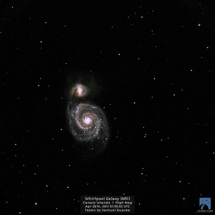 Supernovae 2011 dh in Whirlpool Galaxy M51 by Slooh Cam