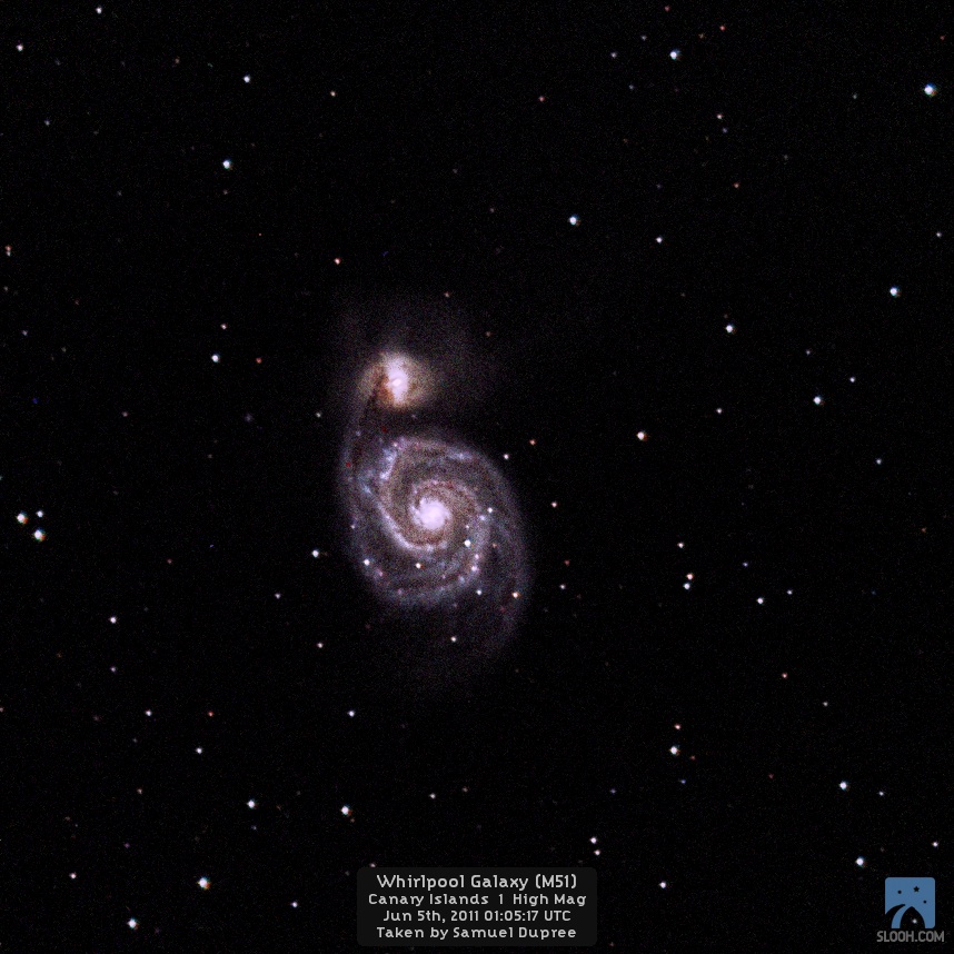 Supernovae 2011 dh in Whirlpool Galaxy M51 by Slooh Space Camera