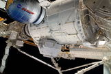 New addition to the International Space Station, the Bigelow Expandable Activity Module (BEAM) attached to Node 3 of the orbital complex.