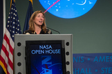 NASA Deputy Administrator Lori Garver speaks at the afternoon session of a NASA Social during activities surrounding the NASA Open House, Friday, Jan. 18, 2013, at NASA Headquarters in Washington. NASA Social followers and the general public were welcomed to NASA Headquarters Friday as part of events surrounding the inauguration of President Barack Obama.