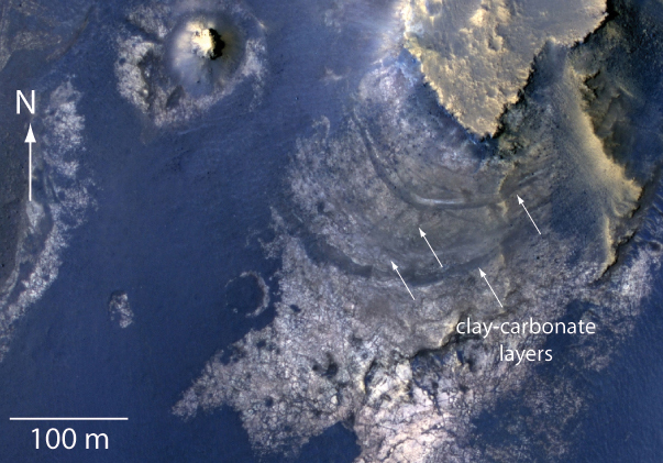 McLaughlin Crater on Mars (Annotated)