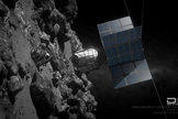 An artist's concept of Deep Space Idustries' Dragonfly picker to capture asteroids for mining operations.