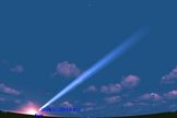 Comet Nevski-Novichonok (ISON) as it may appear at sunset on Nov. 29, if it survives its close encounter with the sun the day before.