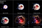 This image shows the amazing V838 Monocerotis outburst of 2002 in stages. Scientists think it was caused by a "common-envelope event." Image released Jan. 24, 2013.