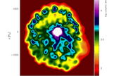 This image depicts a stellar outburst observed in the simulations of V1309 Sco, which scientists suspect was a binary "common-envelope event."