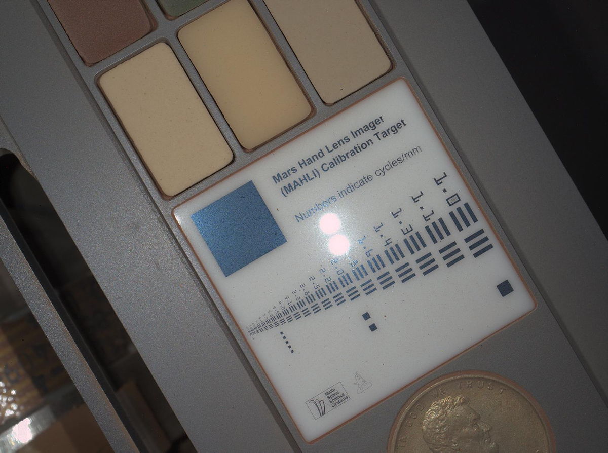 First Night Image of MAHLI Calibration Target in White Lighting