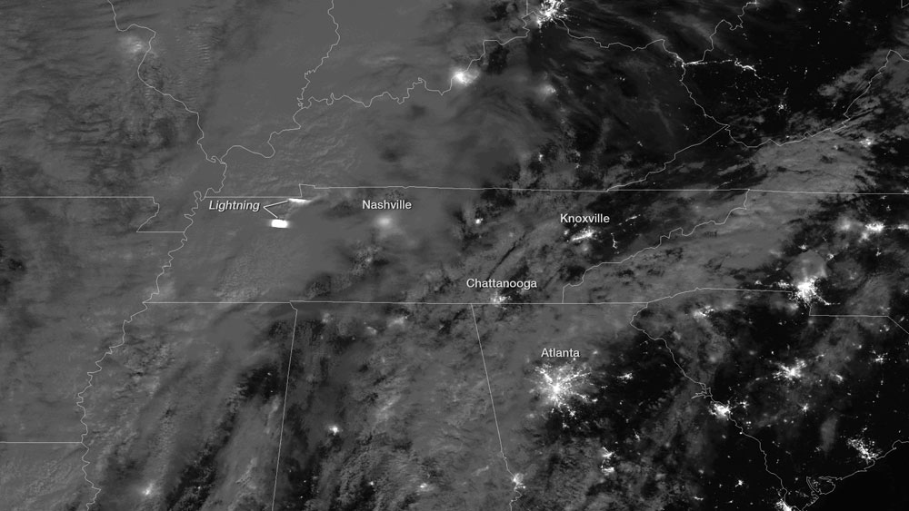 Lightning Flash from Severe Storms Seen from Space