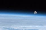Astronaut Chris Hadfield snapped this photo of a full moon on Jan. 30 from the International Space Station. "Full Moon rising. So near, and yet..." he wrote.
