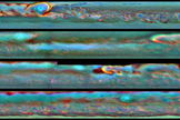 This set of images from NASA's Cassini mission shows the evolution of a massive thunder-and-lightning storm that circled all the way around Saturn and fizzled when it ran into its own tail. The storm was first detected on Dec. 5, 2010. Image released Jan. 31, 2013.