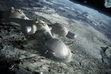 The possible lunar base designed by Foster + Partners would have room enough for four moon residents at a time.