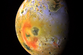 If a distant moon were larger than Jupiter's tidally heated volcanic moon Io (seen here), it could be large enough to image from Earth, scientists say.