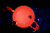 When it's young, a red dwarf star frequently erupts with strong ultraviolet flares as shown in this artist's conception. Some have argued that life would be impossible on any planet orbiting in the star's habitable zone as a result. However, the planet's atmosphere could protect the surface, and in fact such stresses could help life to evolve. And when the star ages and settles down, its planet would enjoy billions of years of quiet, steady radiance. Image released Feb. 6, 2013.