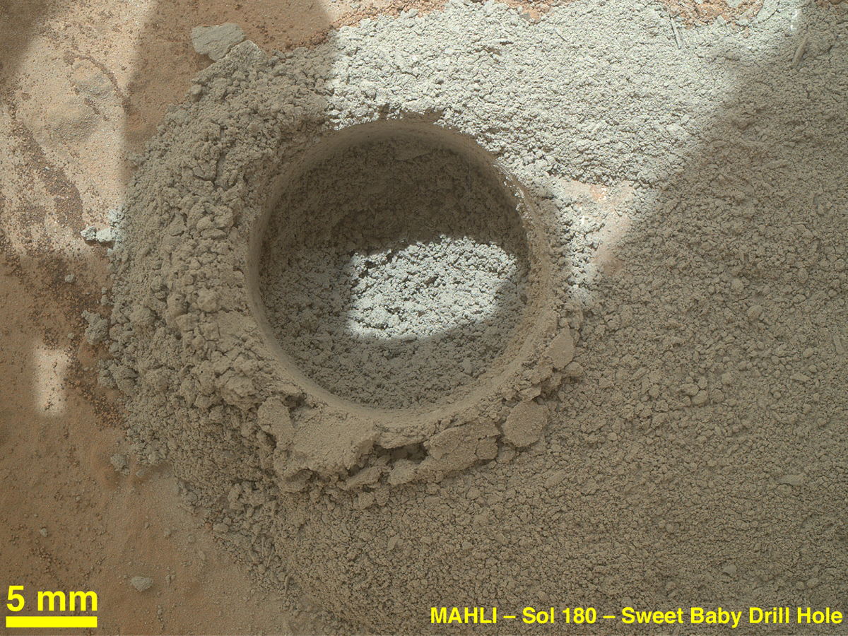 Close-Up After Preparatory Test of Drilling on Mars