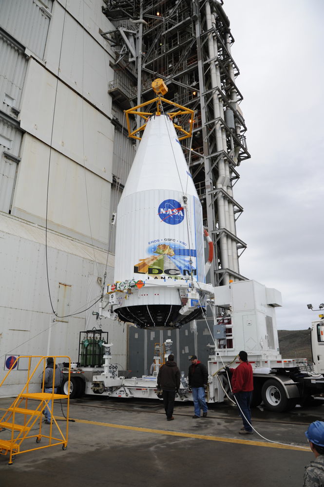 Landsat Data Continuity Mission LDCM Spacecraft Lifted