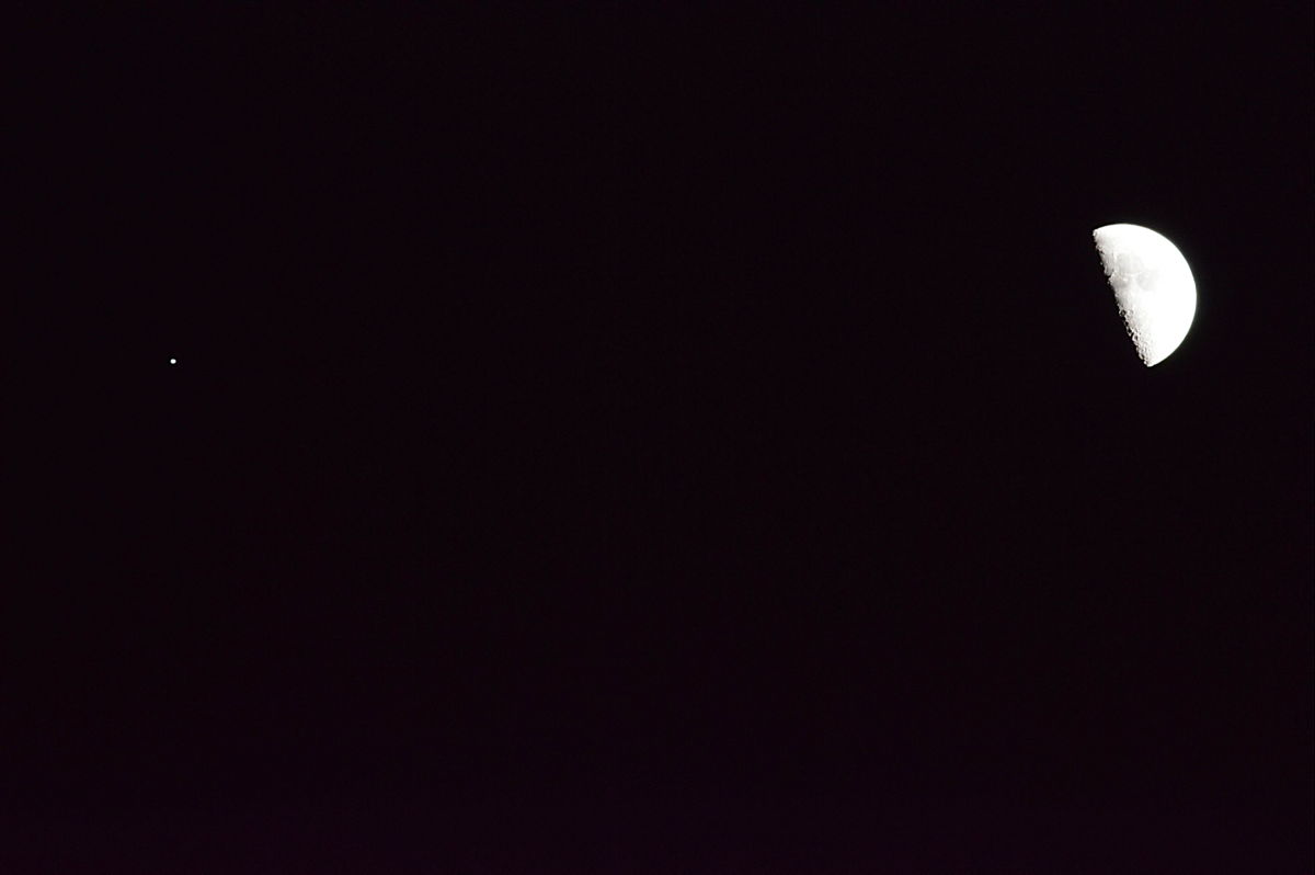 Jupiter and the Moon Seen Over Belmont, CA